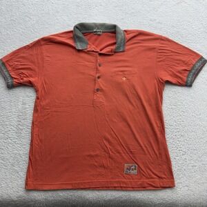 Mexx Mens Polo Shirt Burnt Orange Cotton Short Sleeve Vintage Pocket Logo Size M
